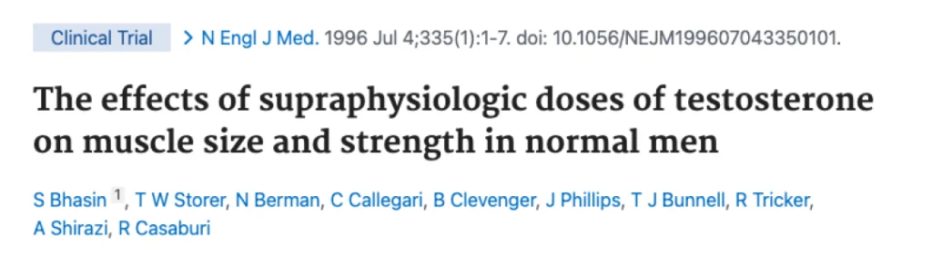 Estudo publicado no New England Journal of Medicine sobre os efeitos da testosterona no ganho de massa muscular